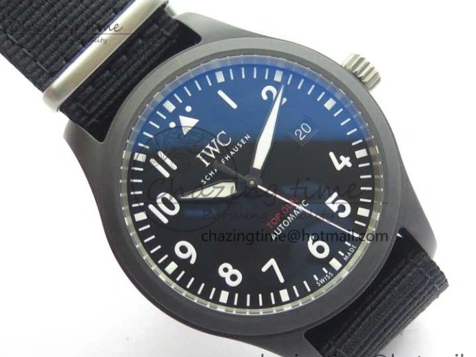 MIROTIME 1222 Pilot IW326901 Real Ceramic MK 1:1 Best Edition Black Dial On Nylon Strap MIYOTA FastDry 7126